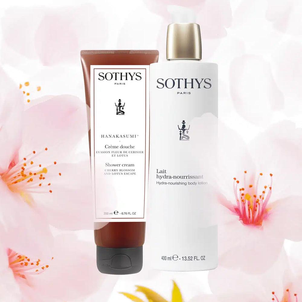 Sothys Promo Duo: Shower Cream | cherry blossom and lotus escape (200 ml) + Hydra-nourishing body lotion (400 ml) - Skin / Scent